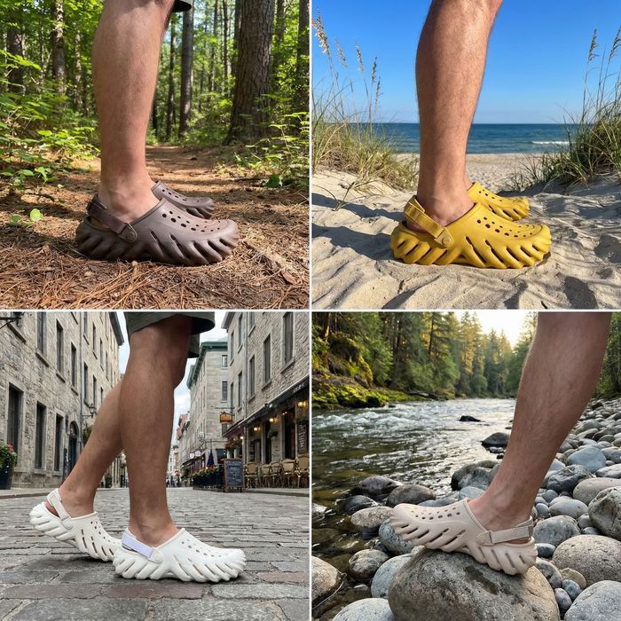 Оригінал Сrocs Echo Clog Khaki чоловічи крокси бежеві хакі чорні