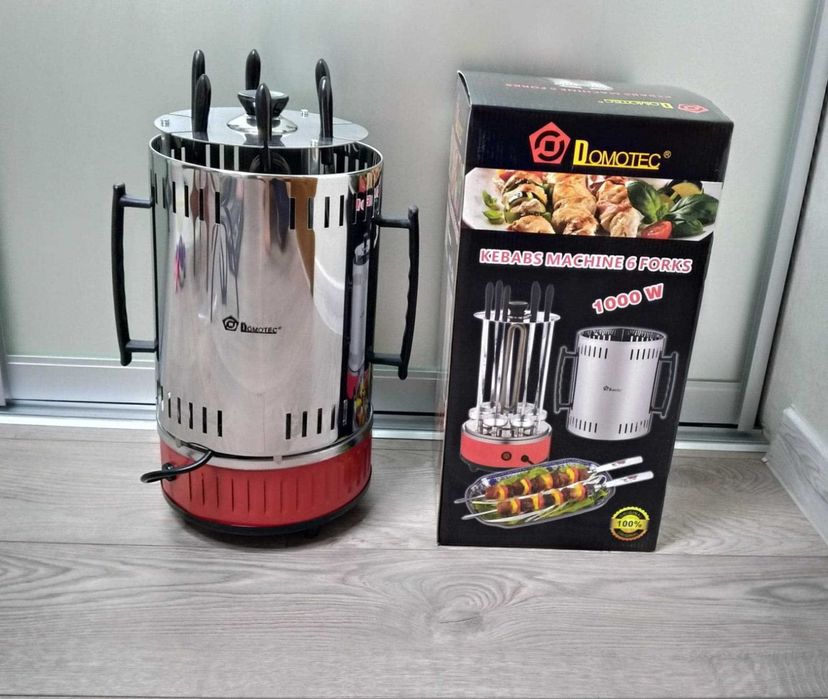 Електрошашличниця для дому на 6 шампурів 1000W. Шашлик смачний вдома