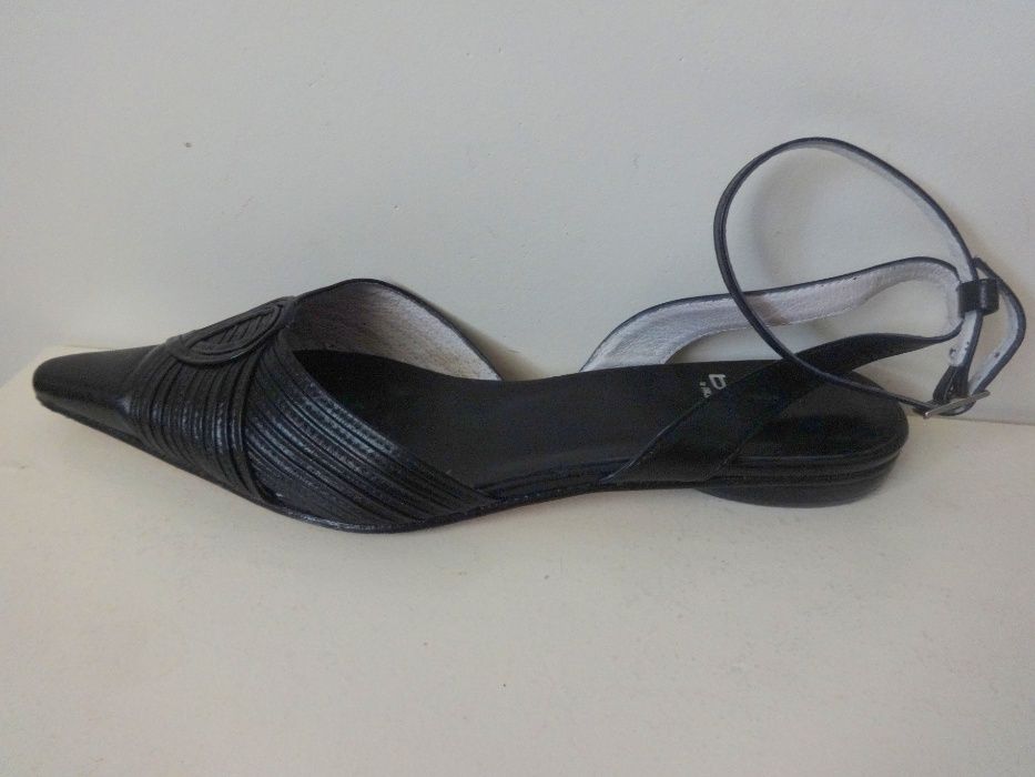 Mule kaczuszki w szpic retro czółenka sandały skóra naturalna 37 nowe