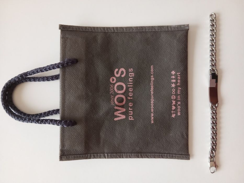 Pulseira masculina Woo Pure Feeling Aço Malha Chapa
