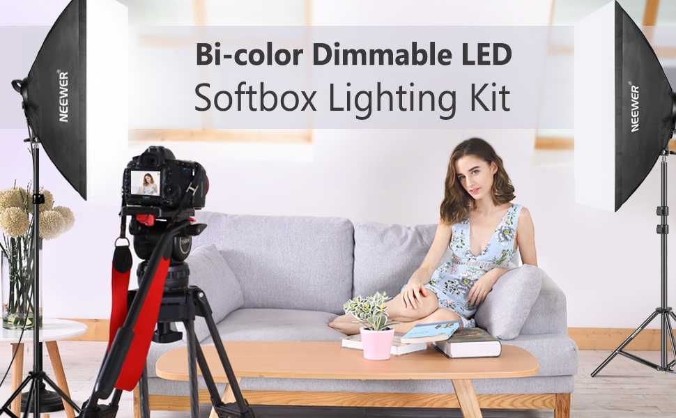 Kit Iluminação Neewer com LED, tripés e softbox / profissional / novo