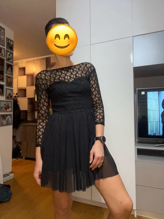 Sukienka midi czarna koronka S