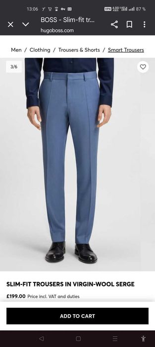 Джинсы брюки Hugo Boss wool trousers Germany w38 navy.