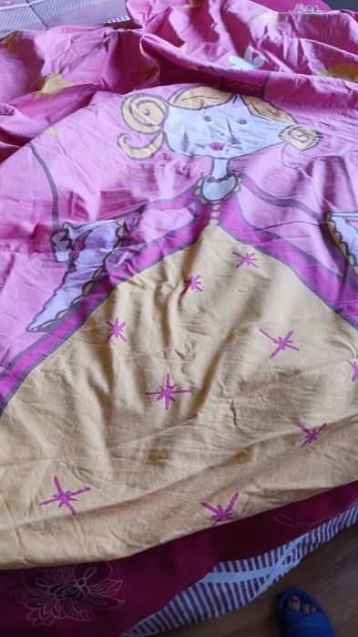 Capa de edredão e fronha para cama de solteiro. Menina