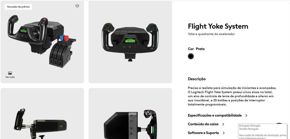 Manche de Voo Logitech G Flight Yoke System + Quadrante Simulador de voo