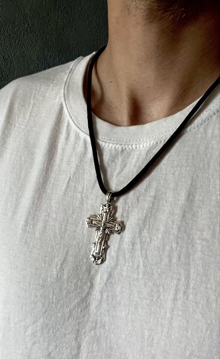 Срібний хрест + шнурок