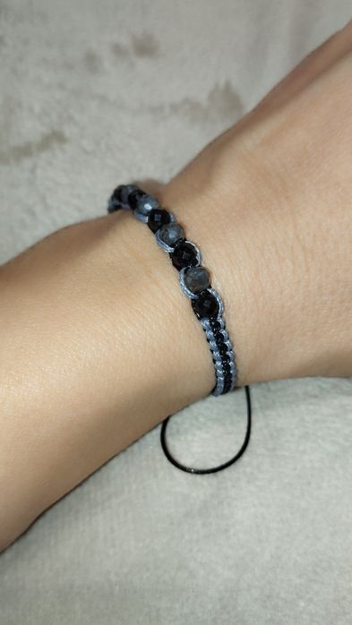 Bransoletka z kamieni naturalnych czarny turmalin labradoryt