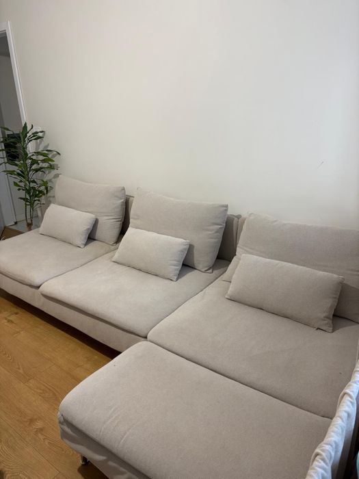 Sofa IKEA SÖDERHAMN 4-osobowa z szezlongiem STAN IDEALNY Jasny beż