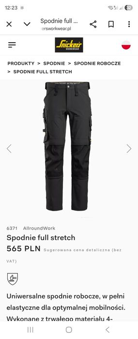 Nowe spodnie robocze Snickers 6371 rozm 52