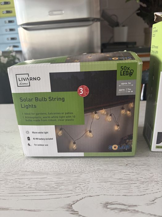 Lampki do ogrodu lub na balkon solar bulb string light warm white