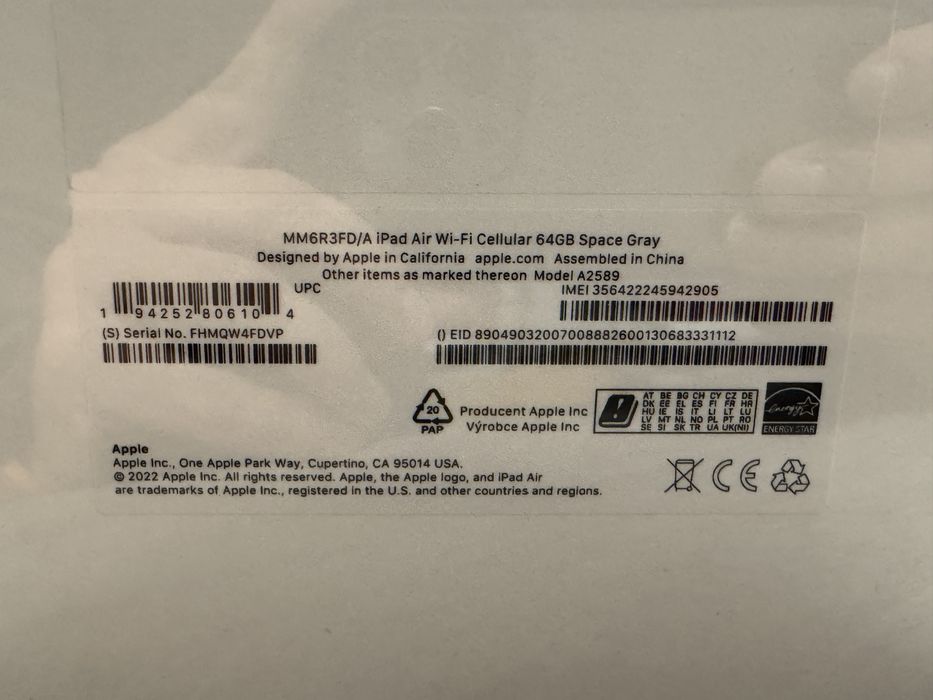 iPad Air 5th Cellular A2589 od Halogsm