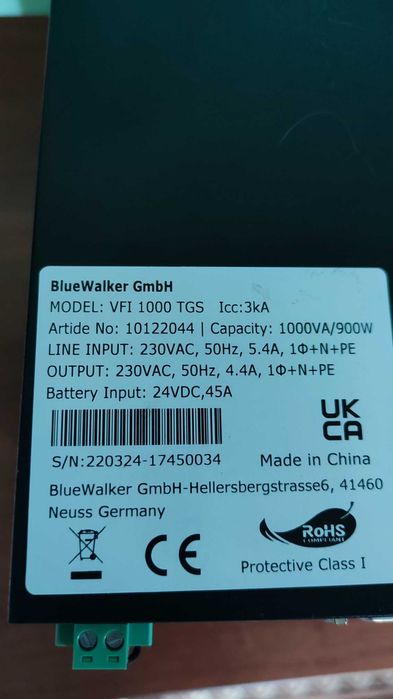 ДБЖ On-Line UPS PowerWalker VFI 1000 TGS 24v