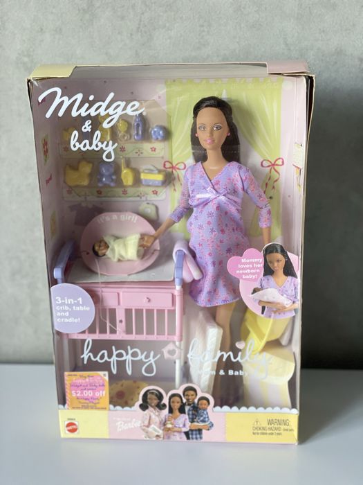 Лялька Барбі рідка вагітна Barbie Happy Family Midge Mattel 2002 року