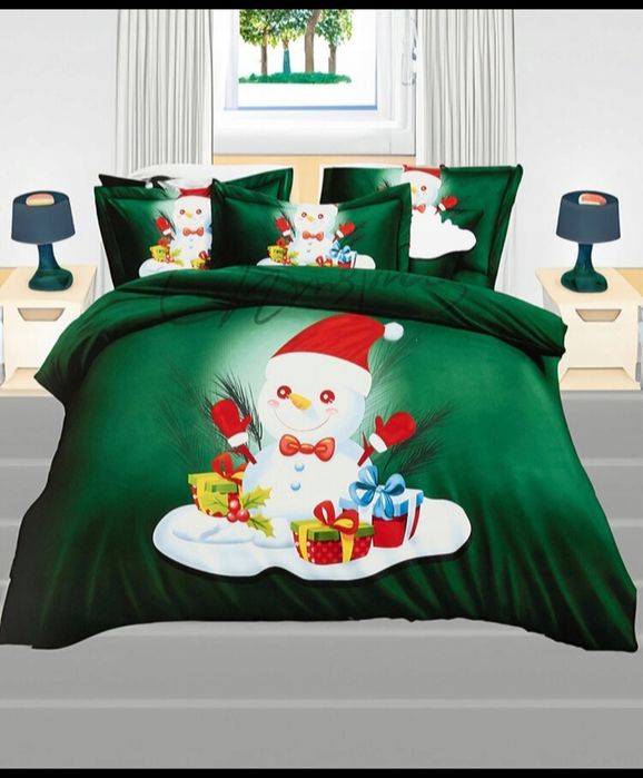 Pościele świąteczne 200x220 z prześcieradłem bawełna satynowa