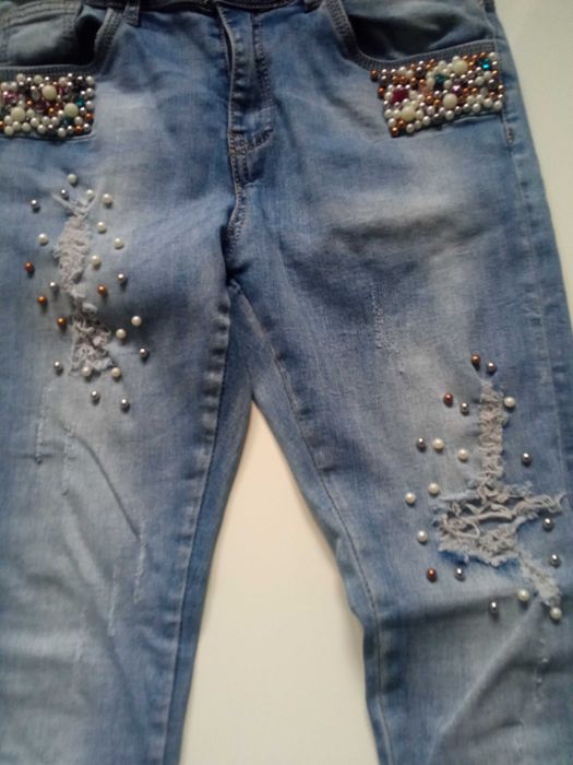 Lexxury damskie spodnie jeans z koralikami r 36 pas 72-76cm