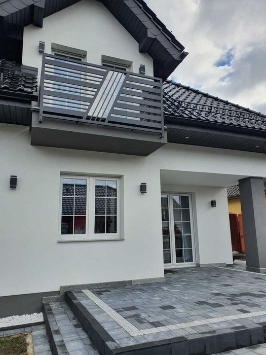 Balustrada Malowana Proszkowo Panel Ocynk szklane szkło rotula barierka POMIAR GRATIS