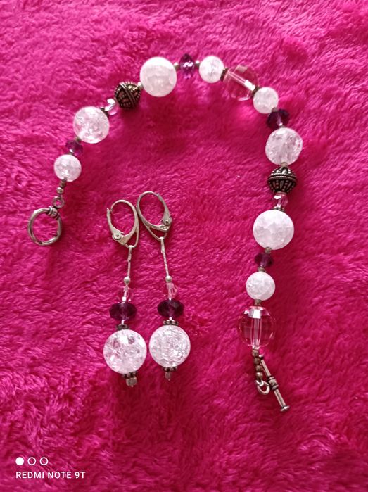 Bransoletka długość 21cm i kolczyki dł 5 cm