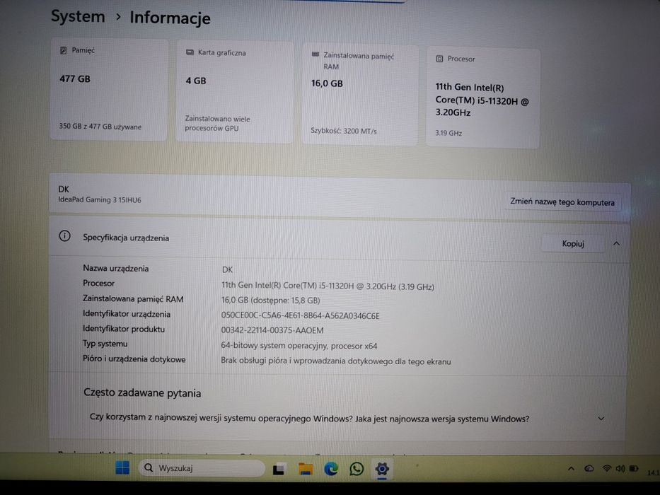 Laptop Gamingowy Lenovo