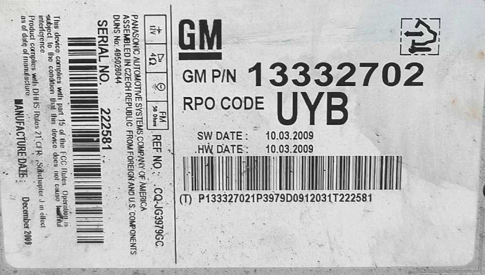 Rádio / Auto Rádio 13332702 - OPEL ASTRA J
