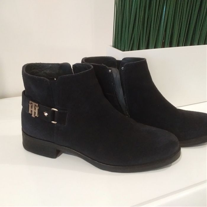 Tommy Hilfiger oryginalne zamszowe granatowe buty botki damskie 36/37