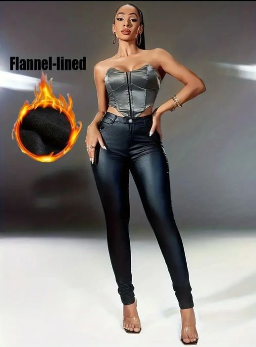 Жіночі джинси з екошкіри, розмір   L