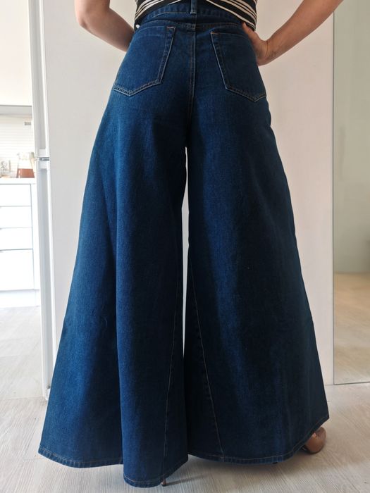 NOWE S 36 2w1 Spódnico Spodnie Baggy Jeansy szerokie Dzwony Szwedy