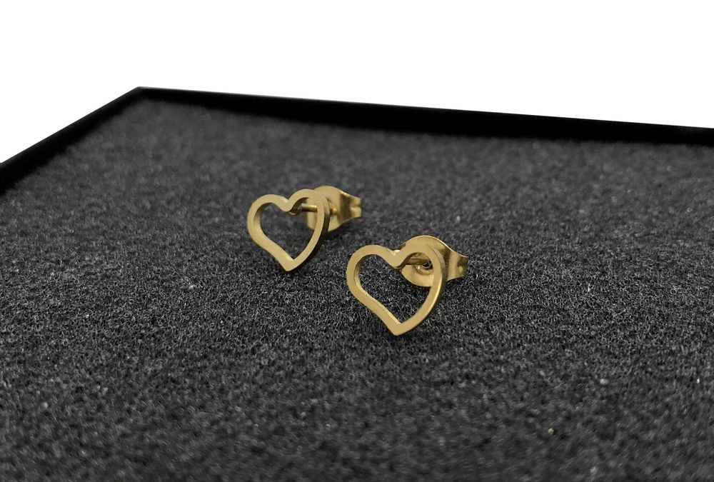 Kolczyki złote serca puste 0,8cm wkrętki stal chirurgiczna