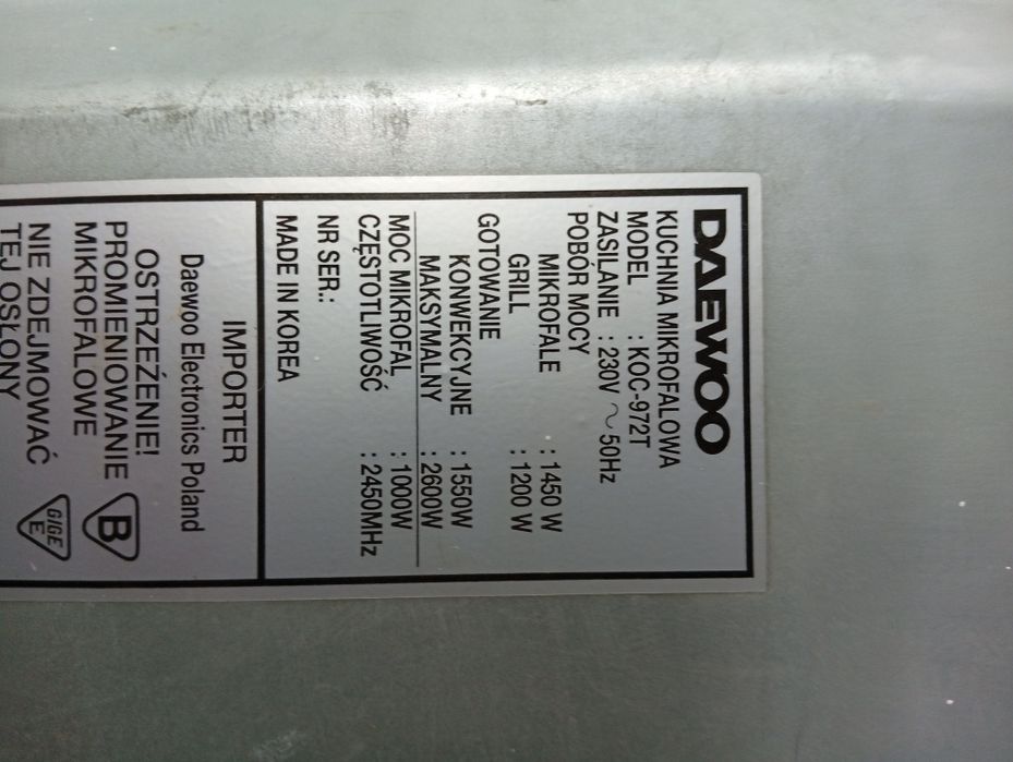 Transformator mikrofalówki Daewoo