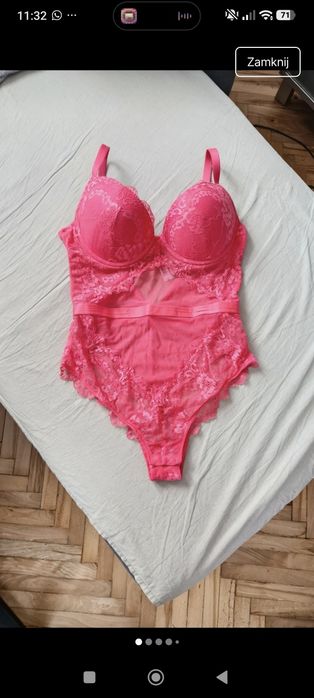 Prezent fuksja body seksowne strój walentynki nowy koronka