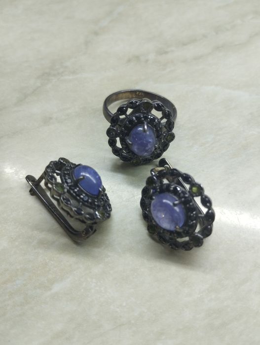 Кольцо и серьги ,подвес серебро