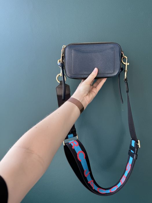 Шкіряна сумка marc jacobs the snapshot синя