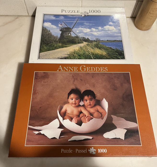 2 puzzles NOVOS selados - 1000 peças Anne Geddes e moinho