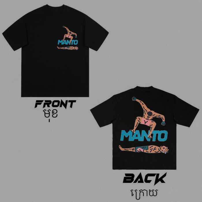 MANTO Мужские Черные и Белые Футболка Манто Футболки с принтом Манто