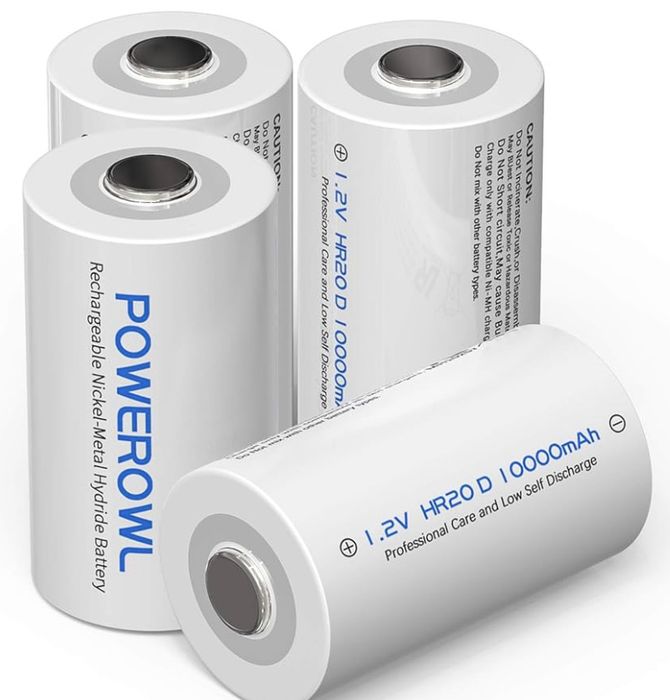 Комплект POWEROWL: Розумний зарядний пристрій на 8 слотів + 4 потужні акумулятори D (HR20) 10000 mAh