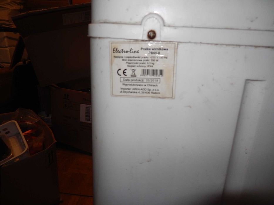 Wyprzedaż->Pralka wirnikowa elektroline PB-65-8 Uszkodzona OPIS!