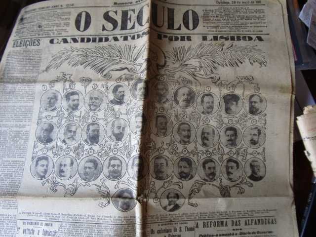 raro jornal O Século 28  maio de 1911 República candidatos por Lisboa