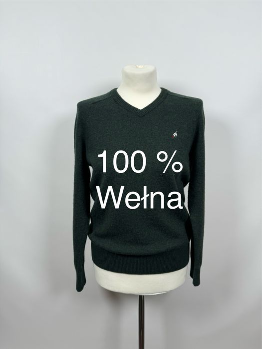 Peak Performance wełniany sweter sweterek butelkowa zieleń M