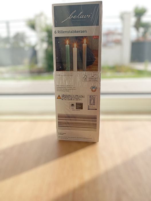 Conjunto de 6 Velas Cilíndricas Estriadas Belavi – Verde Olívia
