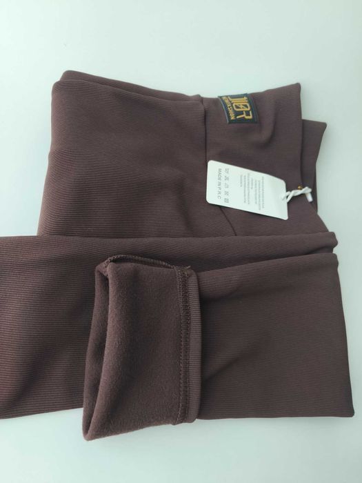 Brązowe legginsy spodnie lekko ocieplane prążkowane czekoladowe XL/2XL