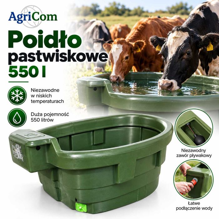 Poidło pastwiskowe wannowe pływakowe dla bydła koni WZMOCNIONE 550 l