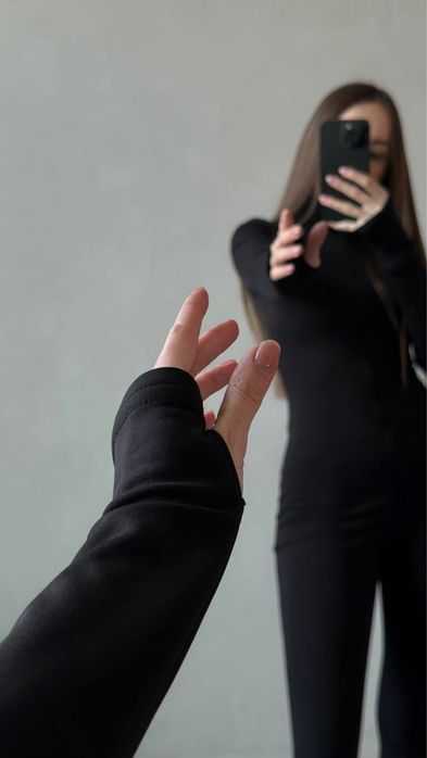 Комбінезон жіночий на замку звичайний та на флісі чорний