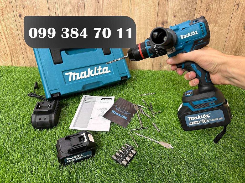 Makita акумуляторний шуруповерт DHP485 BL Шурік із двома акумуляторами