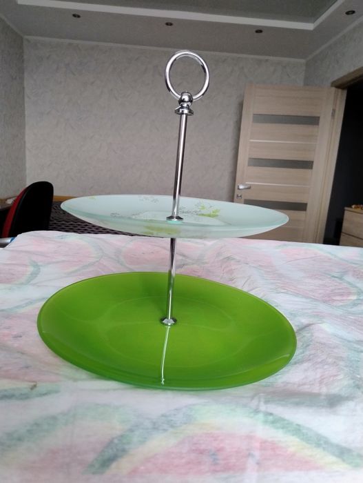 Двоярусна скляна фруктовниця (етажерка) для фруктів та солодощів