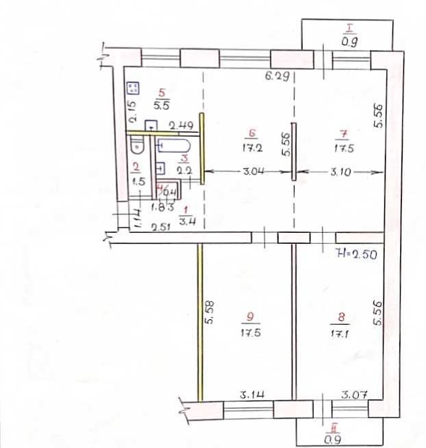 3комн. пр-т Гагарина, 84м2 (Новинка) 69м2 жилой S.Просторная и удобная