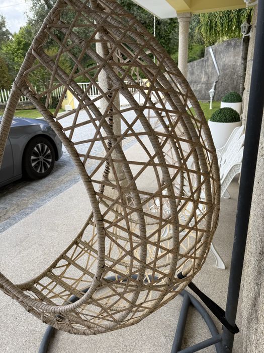 Cadeira Suspensa / Baloiço Ovo em Rattan – Estilo Boho Jardim ou Interior