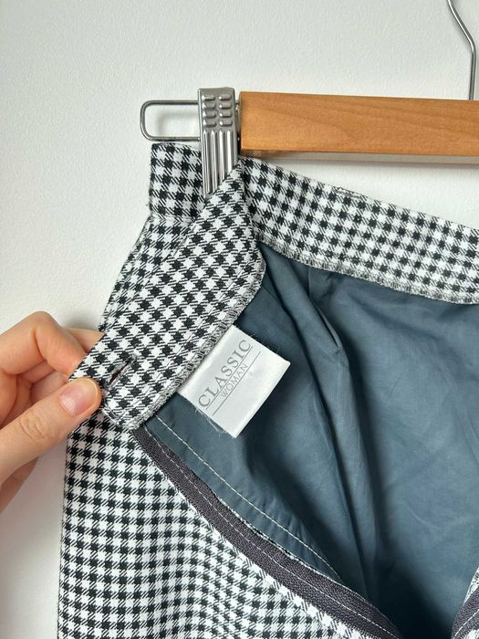 Spódnica do kolana z wysokim stanem damska elegancka w kratę M