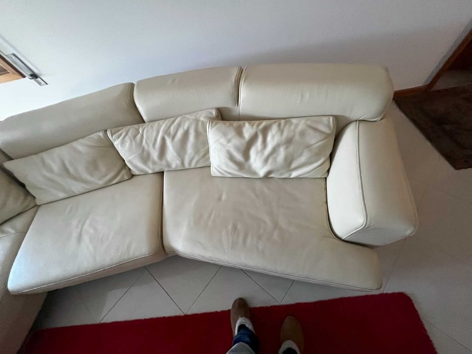 Sofá da marca Agol, Bege, modular em pele de 1ª genuína