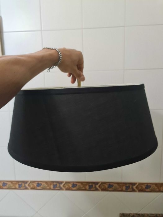 Abajour Grande Redondo Preto Spider Black Lamp Candeeiro