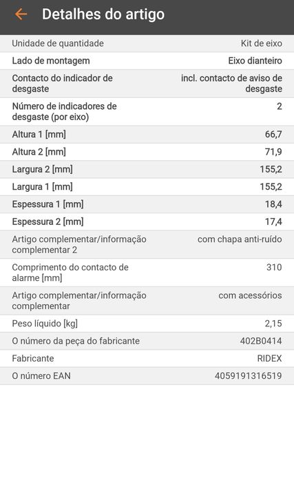 Pastilhas de travão de disco