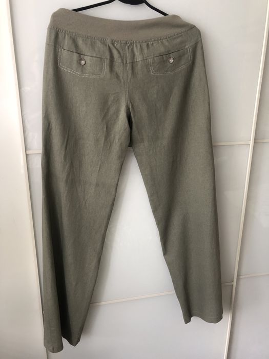 Spodnie khaki len z bawełną XL